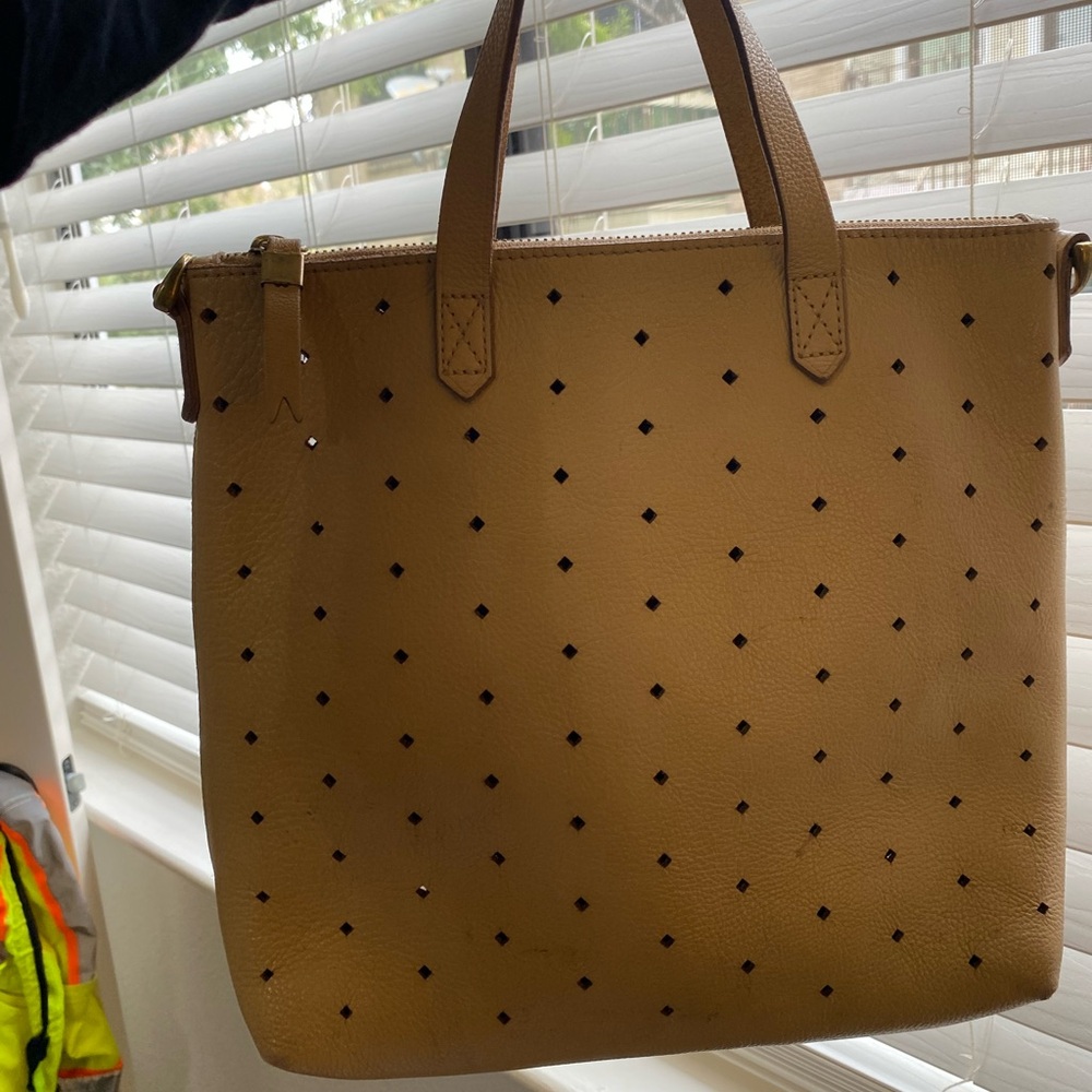 Madewell - Tan/Beige Perforated Leather Transport Bag